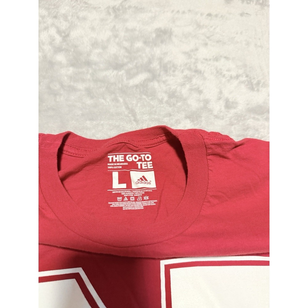 Adidas T-Shirt Mens Large Red Nebraska Huskers College Football Vintage Tee - Picture 4 of 5